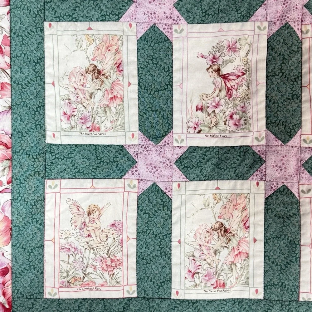 Finished Handcrafted Flower Fairies wall‎ Hanging 32LX28W #8621